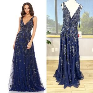 V-NECK EMBELLISHED TULLE GOWN A5215 Size 6